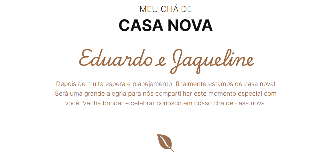 exemplo de frase para chá de casa nova