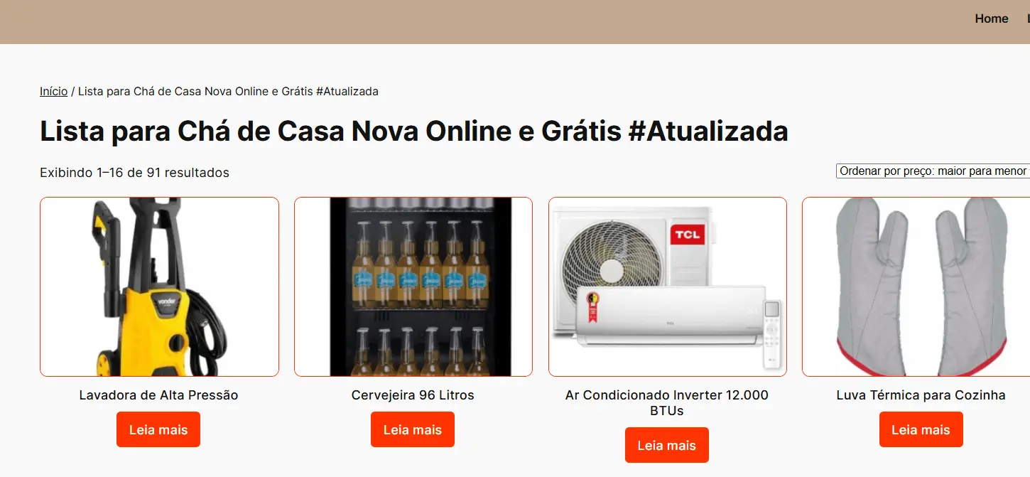 Lista de Chá de Casa Nova pelo Whatsapp grátis e online